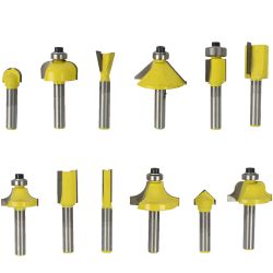Router Bit Set 12pc Aluminium/glass Case 1/4 Shank